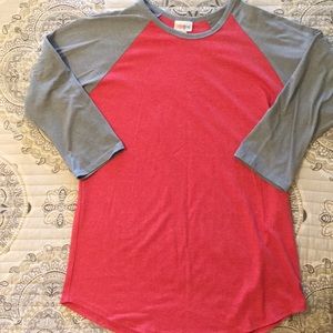 Lularoe Red and Grey Randy Raglan - Large